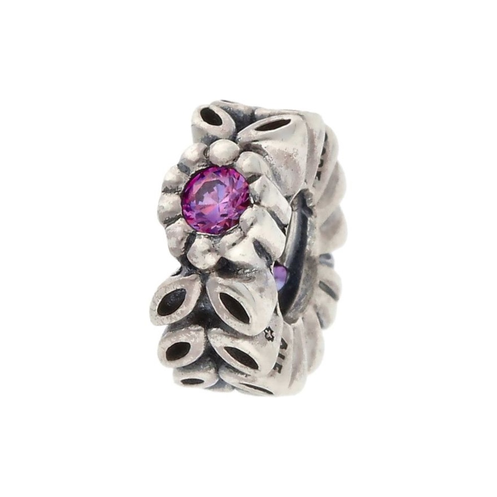 Genuine Retired PANDORA Twice as Nice Spacer with Purple CZ; 791224CZP